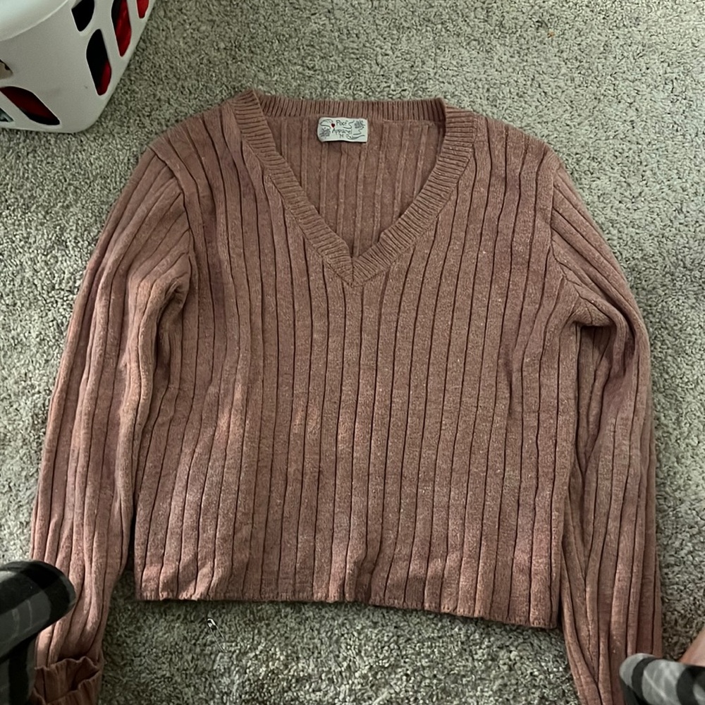 poof apparel cropped long sleeve sweater